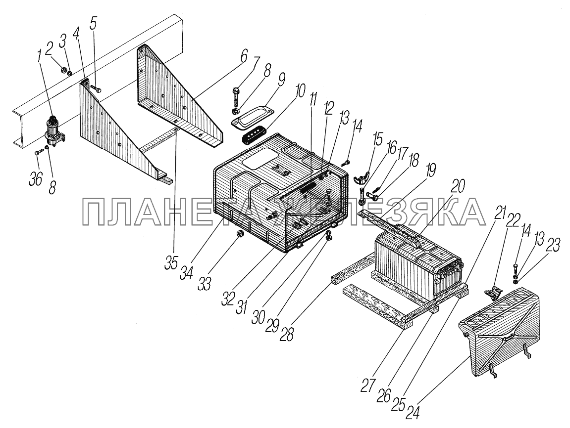Установка контейнера аккумуляторных батарей УРАЛ-4320-60