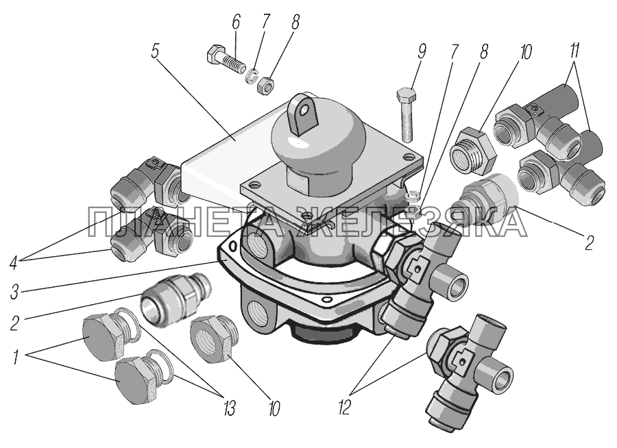 Установка крана тормозного УРАЛ-4320-61