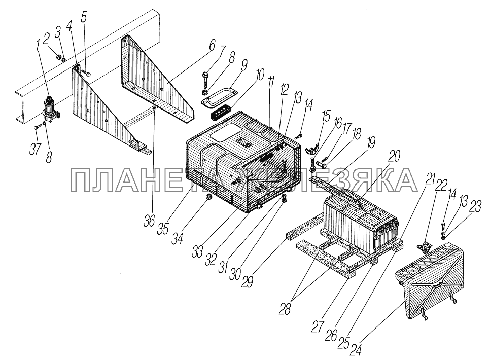 Установка контейнера аккумуляторных батарей УРАЛ-4320-61