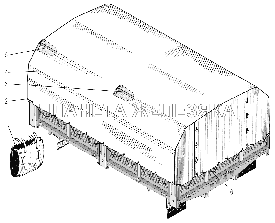 Тент для автомобилей 4320-0000110-61, 4320-0000111-61И03, 4320-0000110-71 УРАЛ-4320-61