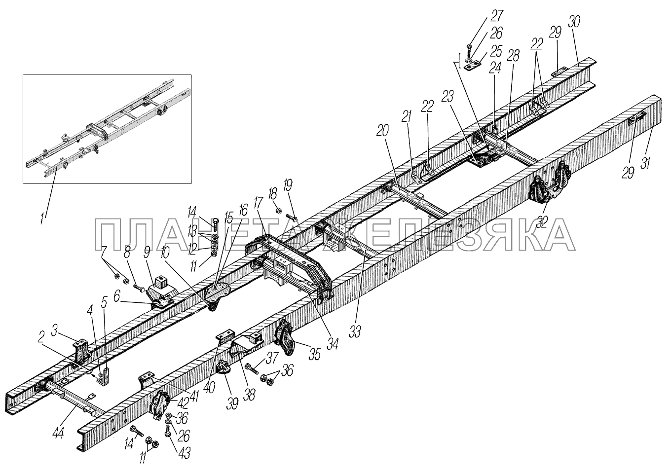 Рама для автомобилей 4320-0000110-61, 4320-0000111-61И03, 4320-0001112-61Р02 УРАЛ-4320-61