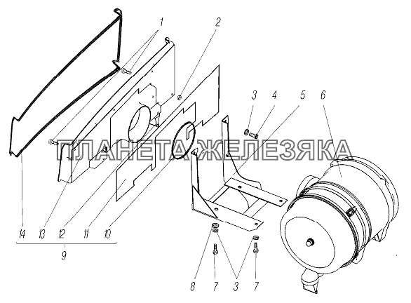 Установка воздушного фильтра УРАЛ-4320-6951-74