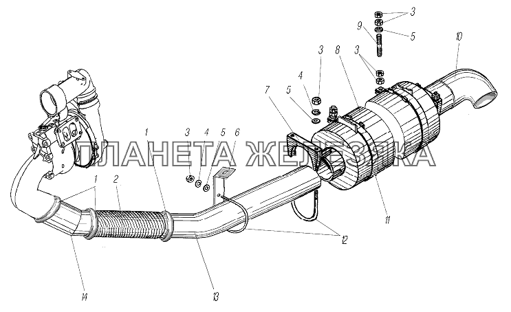 Система выпуска газов УРАЛ-4320-6951-74