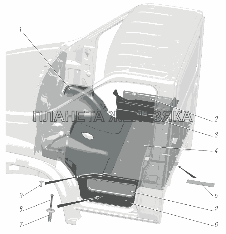 Установка коврика пола УРАЛ-4320-6951-74