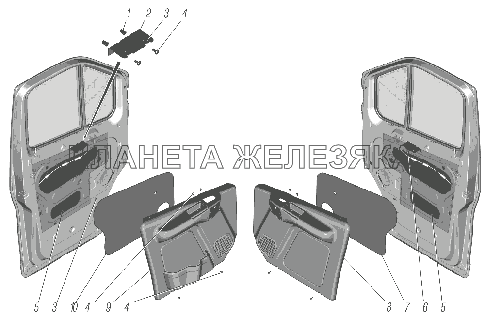 Установка обивок дверей УРАЛ-4320-6951-74