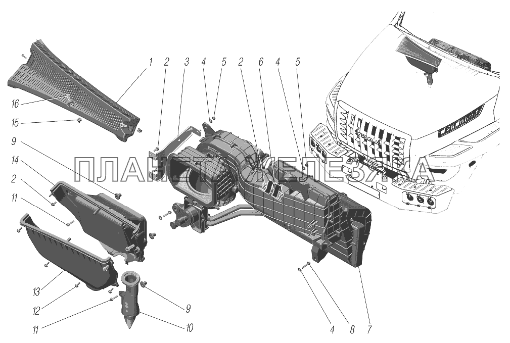 Установка отопителя УРАЛ-4320-6951-74 Установка отопителя УРАЛ-4320-6951-74