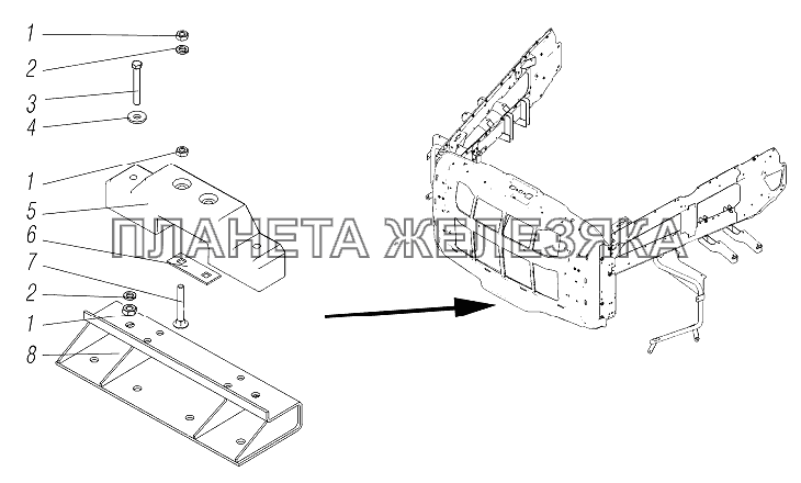 Установка передней опоры оперения УРАЛ-4320-6951-74