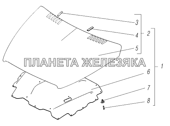 Капот с термошумоизоляцией УРАЛ-4320-6951-74