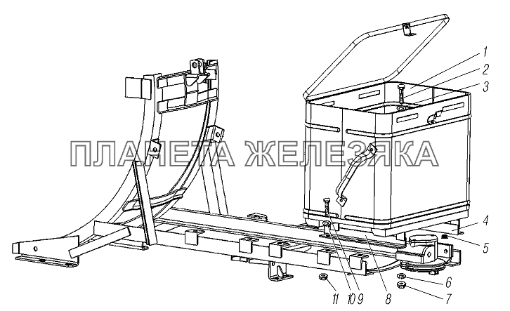 Установка инструментального ящика УРАЛ-4320-6951-74