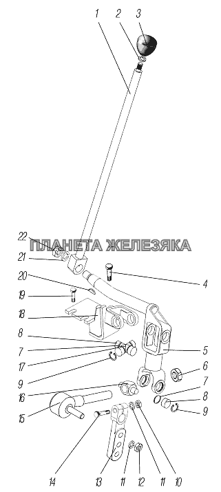 Установка управления коробкой передач УРАЛ-4320-6951-74