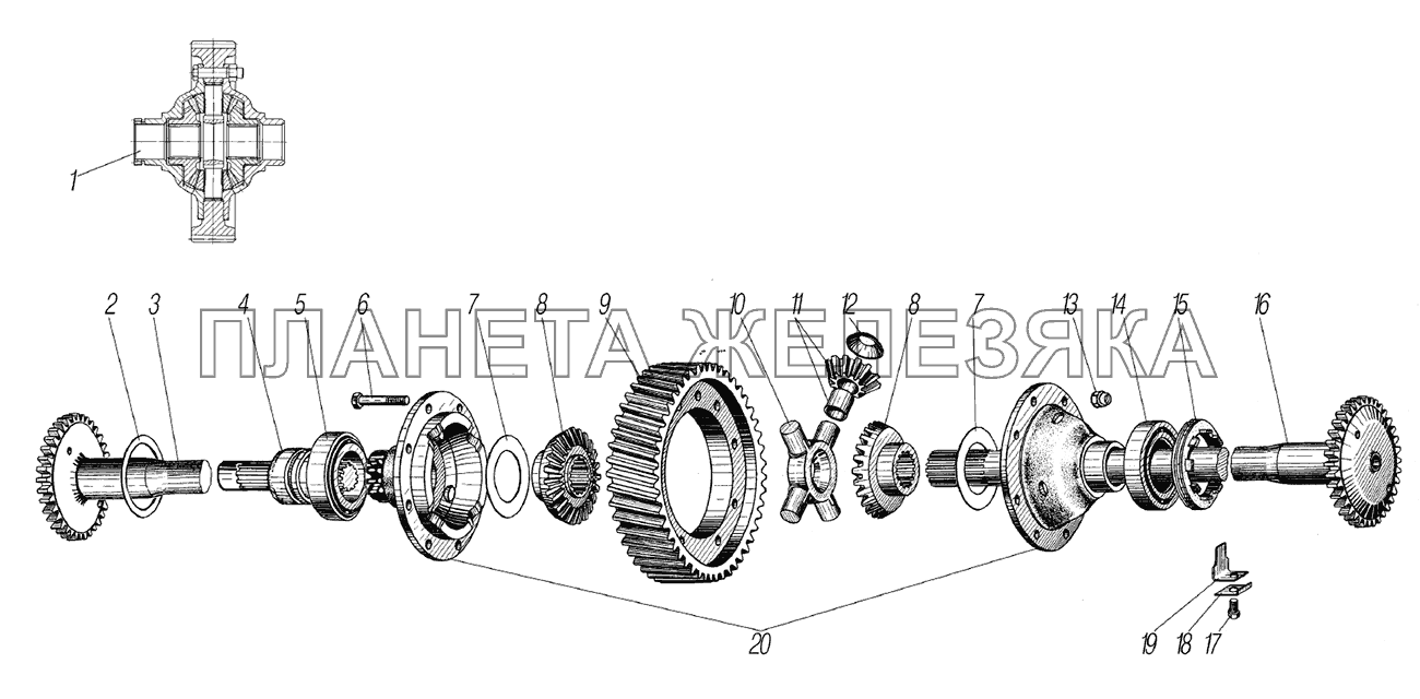 Дифференциал и полуоси среднего и заднего мостов УРАЛ-4320-6951-74