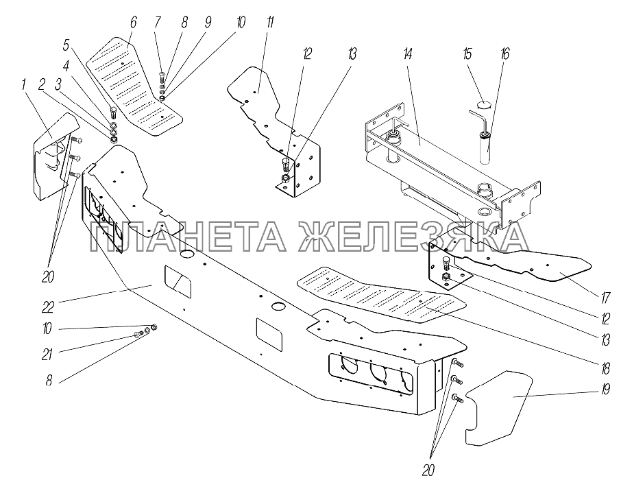 Установка переднего буфера УРАЛ-4320-6951-74