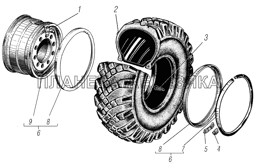 Колесо и шина УРАЛ-4320-6951-74