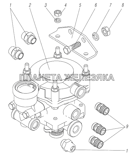 Установка клапана управления тормозами прицепа УРАЛ-4320-6951-74