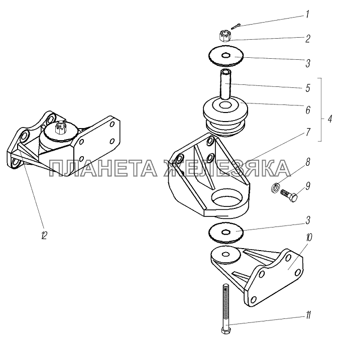 Подвеска двигателя передняя УРАЛ-4320-80М/82М