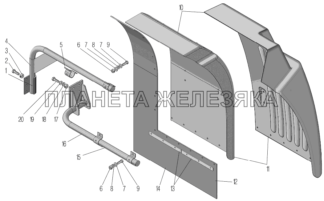 Установка передних брызговиков УРАЛ-4320-80М/82М