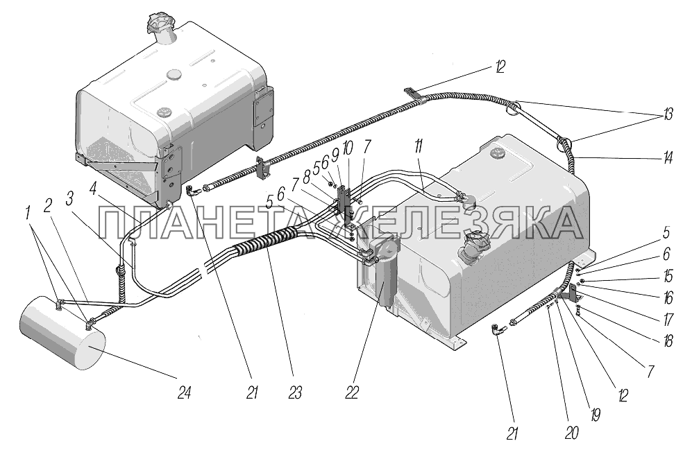 Трубопроводы и шланги системы питания УРАЛ-4320-80М/82М