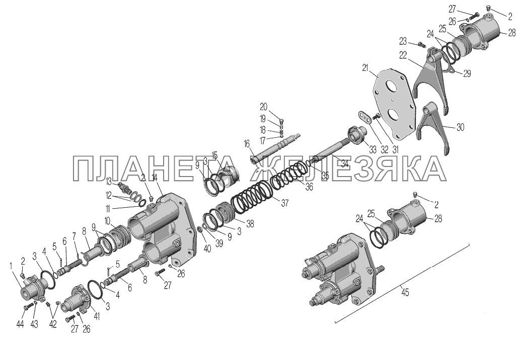 Управление и механизм переключения раздаточной коробки УРАЛ-4320-80М/82М Управление и механизм переключения раздаточной коробки УРАЛ-4320-80М/82М
