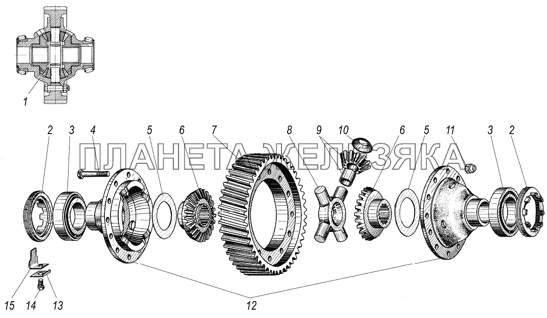 Дифференциал переднего моста УРАЛ-4320-80М/82М