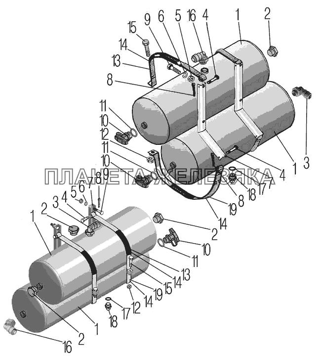 Установка воздушных баллонов УРАЛ-4320-80М/82М