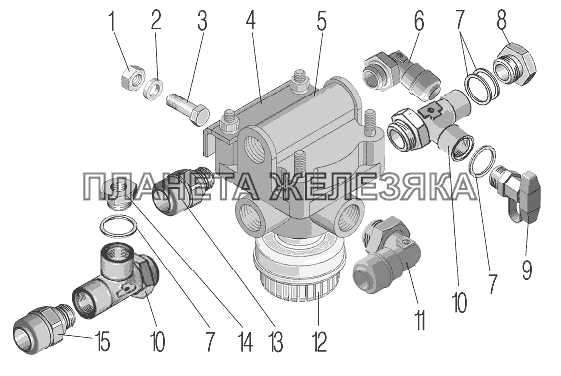 Установка ускорительного клапана стояночного тормоза УРАЛ-4320-80М/82М