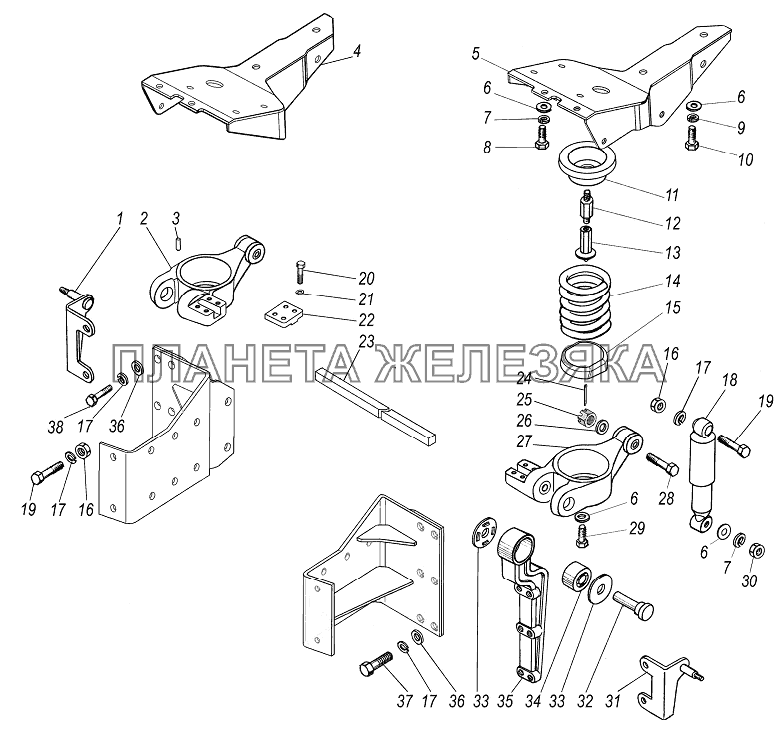 Опора кабины передняя УРАЛ-4320-80М/82М