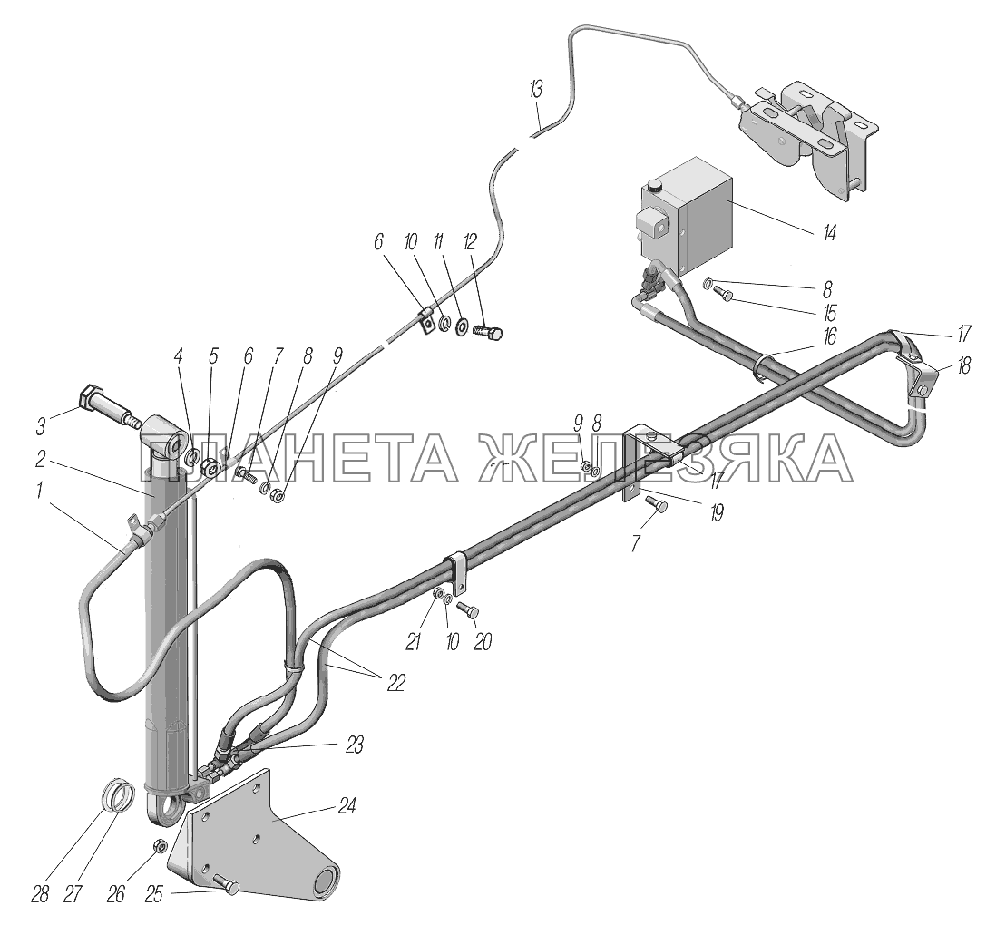 Механизм опрокидывания кабины УРАЛ-4320-80М/82М