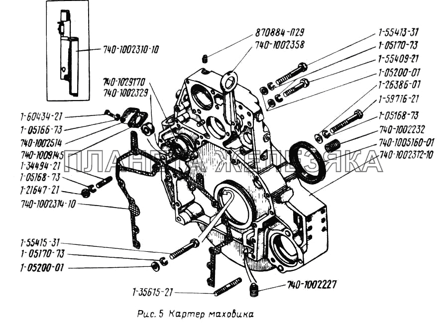 Картер маховика УРАЛ-43202