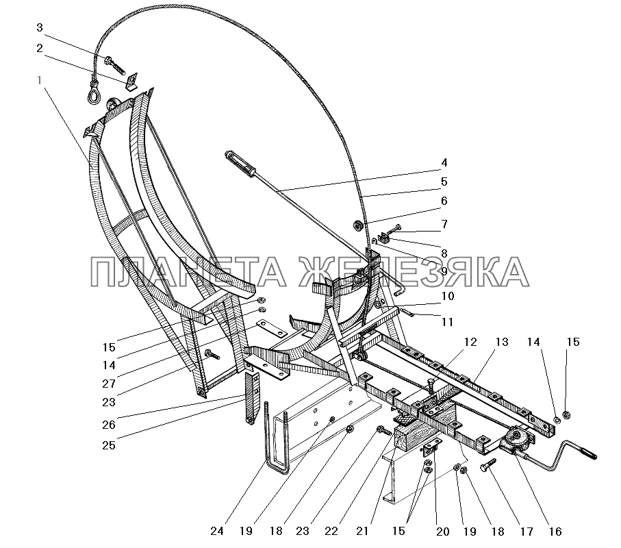 Вертикальный держатель запасного колеса УРАЛ-4320-31