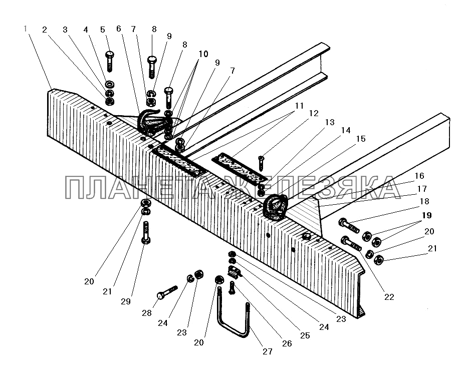 Передний буфер и буксирные крюки (для МО) УРАЛ-4320-31
