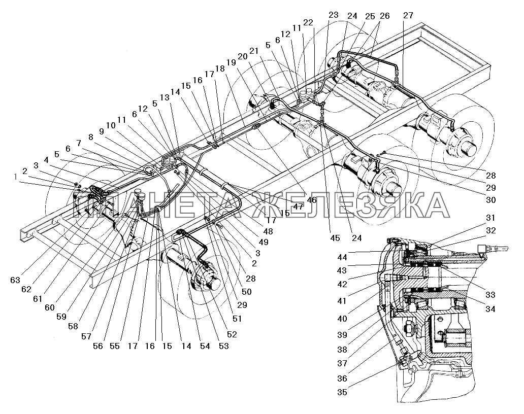 Система регулирования воздуха в шинах (для МО) УРАЛ-4320-31