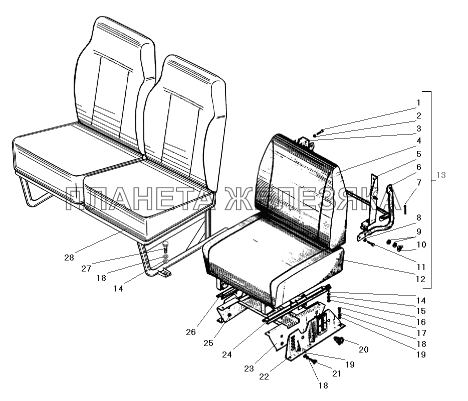 Сиденья водителя и пассажиров УРАЛ-4320-31