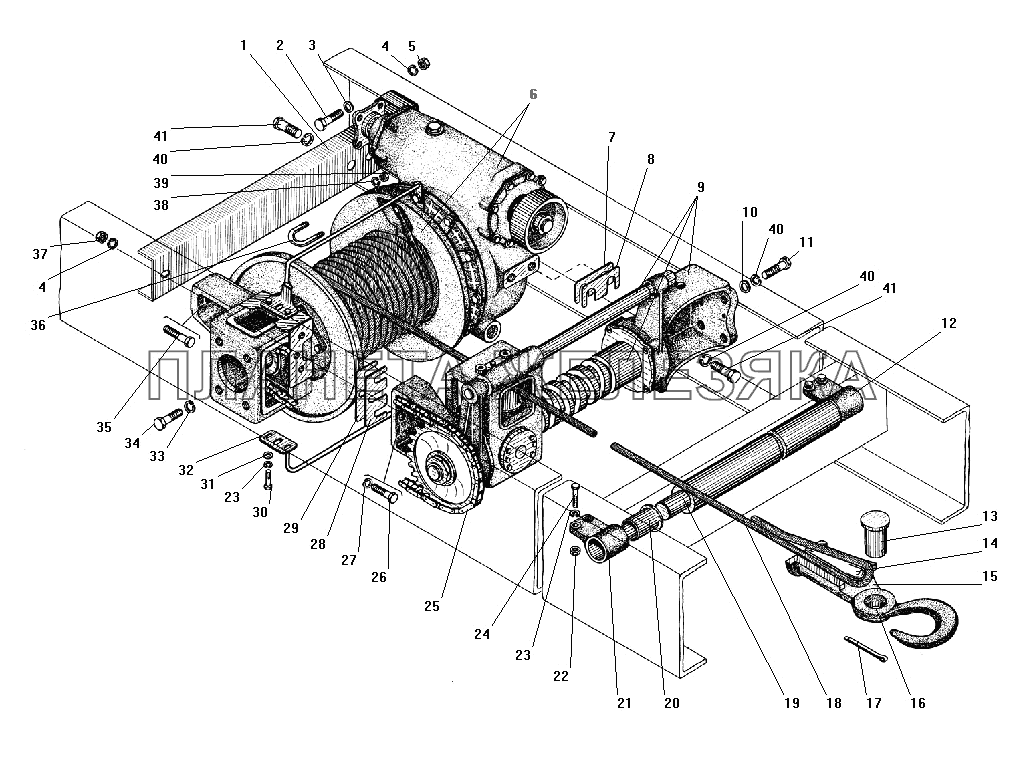 Лебедка с тросоукладчиком в сборе УРАЛ-4320-31