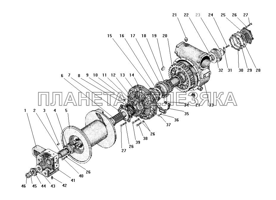 Детали редуктора лебедки УРАЛ-4320-31