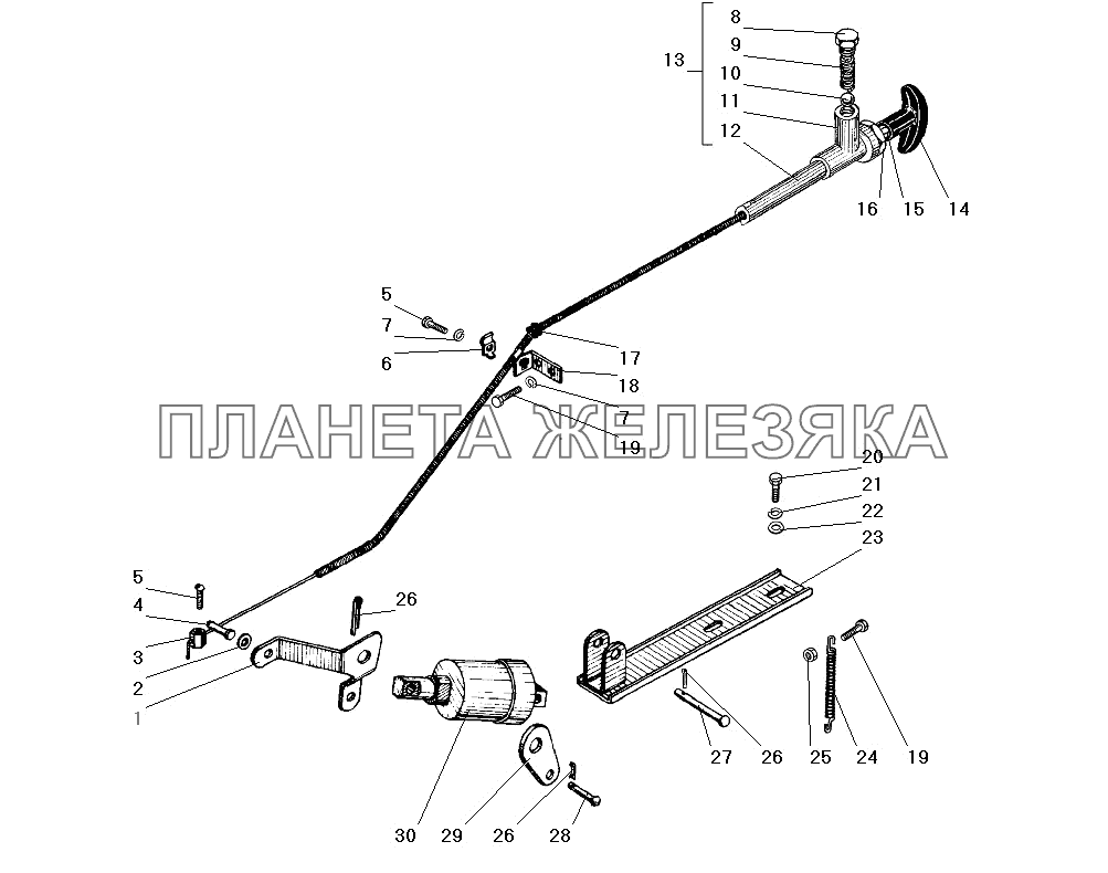 Тяга ручного останова двигателя УРАЛ-4320-31