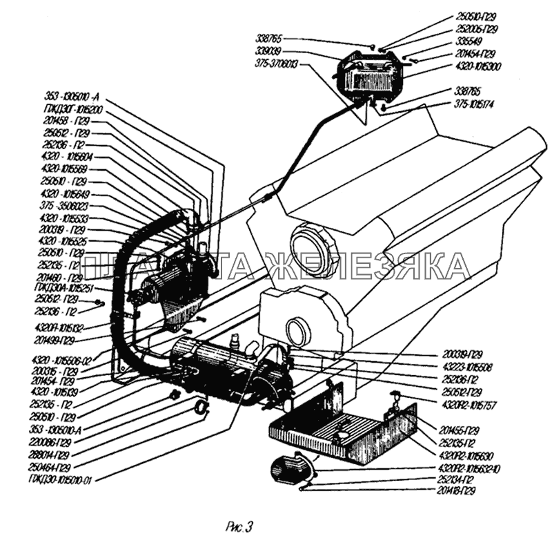 Установка агрегатов системы предпускового подогрева УРАЛ-4320-31