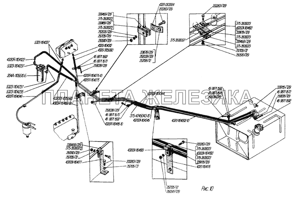 Трубопроводы и шланги системы питания УРАЛ-4320-31