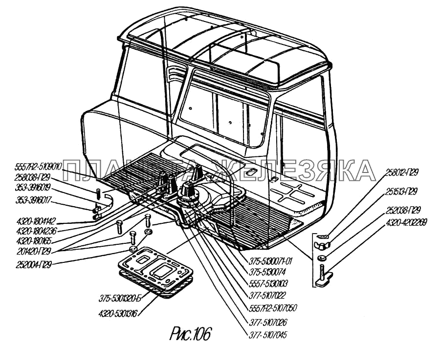 Уплотнители рычагов и коврики пола кабины УРАЛ-4320-31