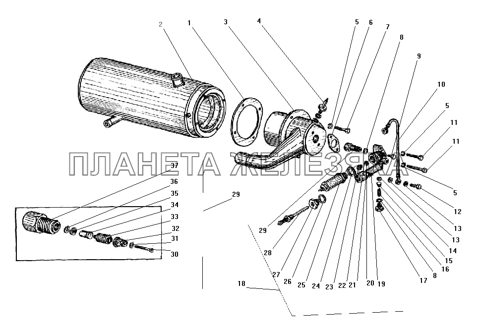 Котел (теплообменник) предпускового подогревателя УРАЛ-43203-10