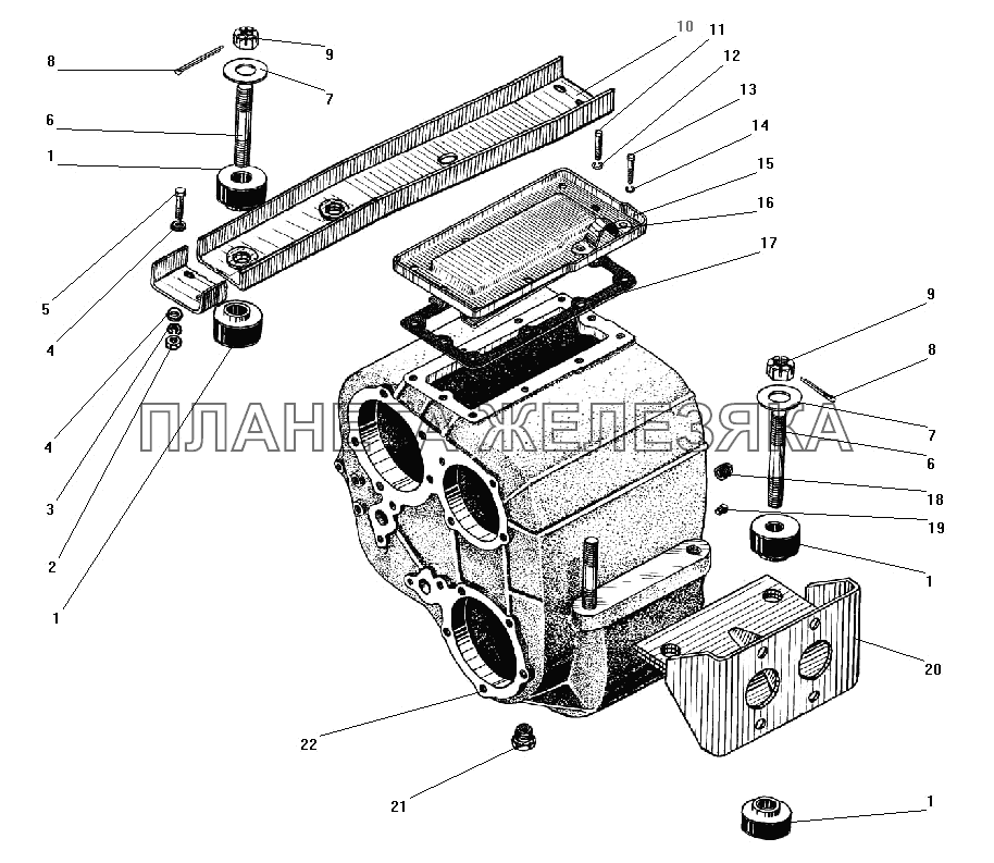 Картер и подвеска раздаточной коробки УРАЛ-43203-10