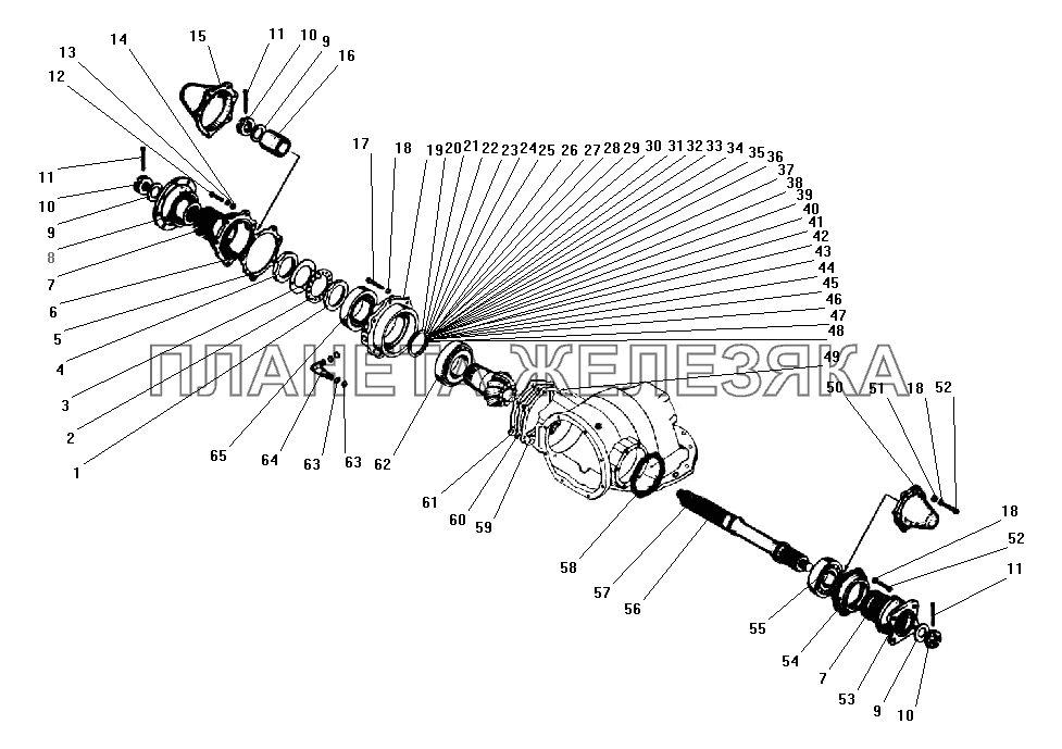 Проходной вал редуктора главной передачи УРАЛ-43203-10