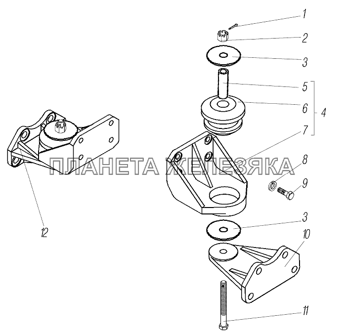 Подвеска двигателя передняя УРАЛ-4320-1958-70И
