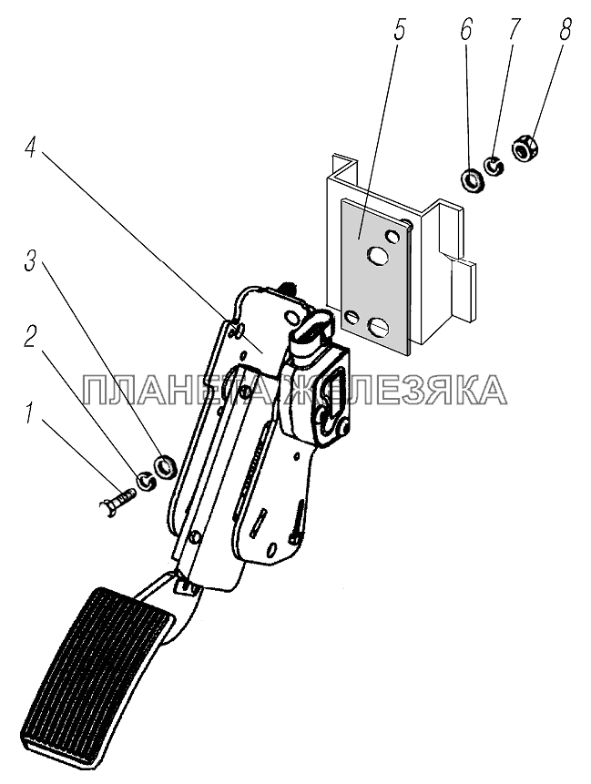 Установка педали акселератора УРАЛ-43204-1153-70