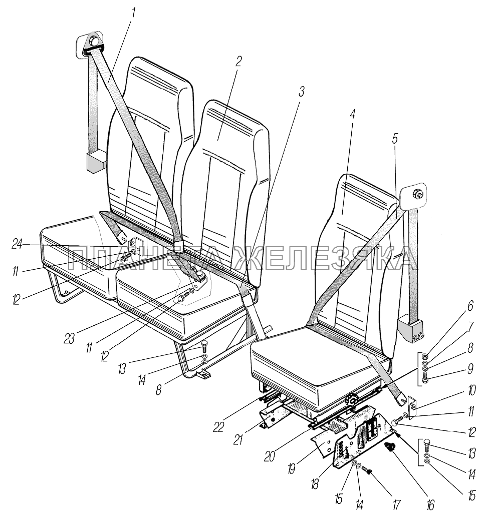 Сиденья водителя и пассажиров УРАЛ-4320-1958-70И