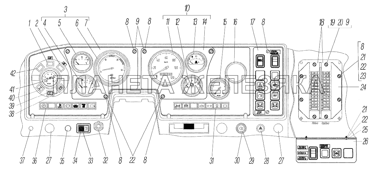 Панель приборов УРАЛ-4320-1958-70И
