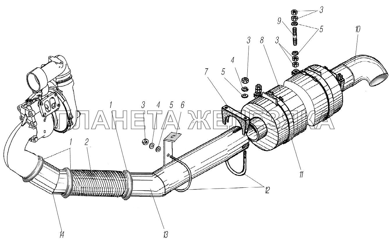 Система выпуска газов УРАЛ-43204-1153-70