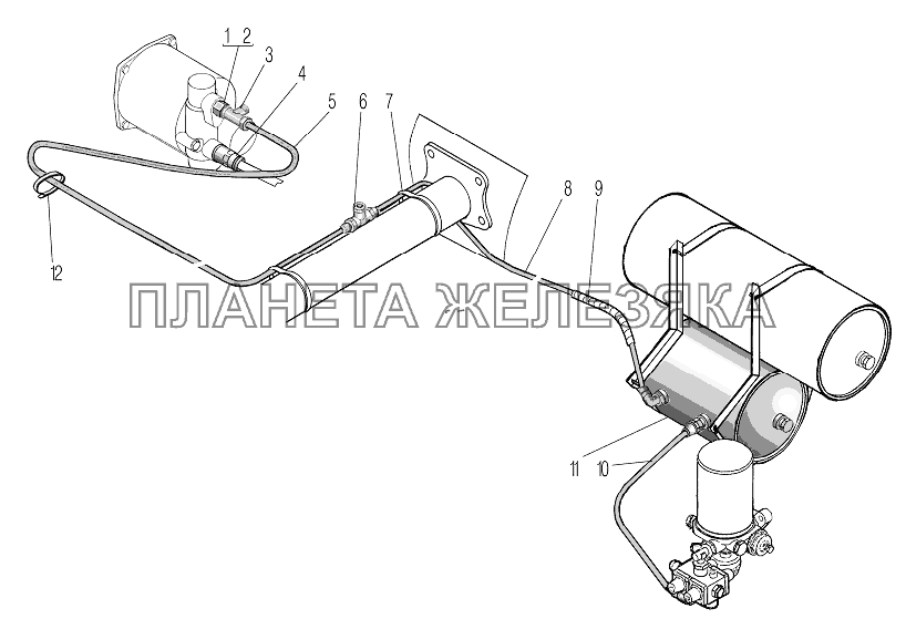 Установка пневмопривода выключения сцепления УРАЛ-4320-1958-70И