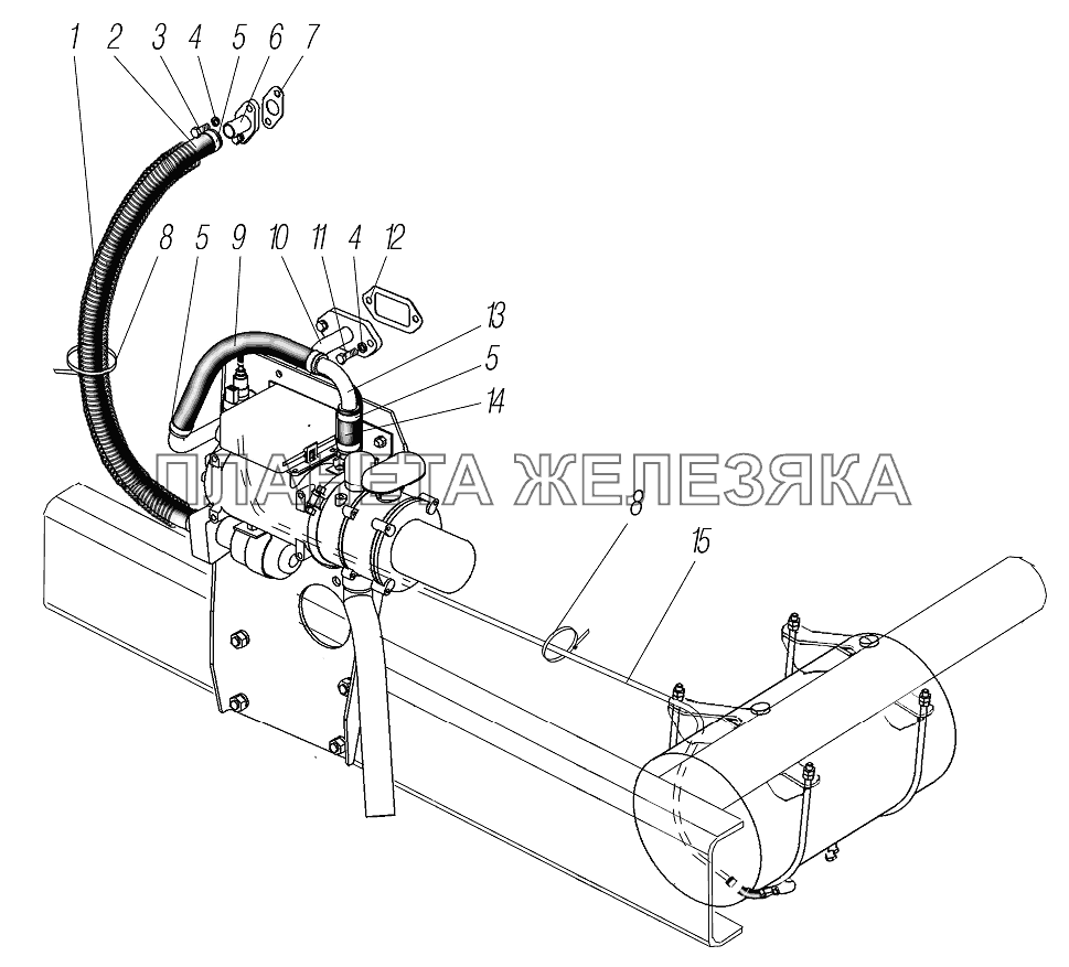 Трубопроводы и шланги системы предпускового подогрева двигателя Вариант 1 УРАЛ-43204-1111-70
