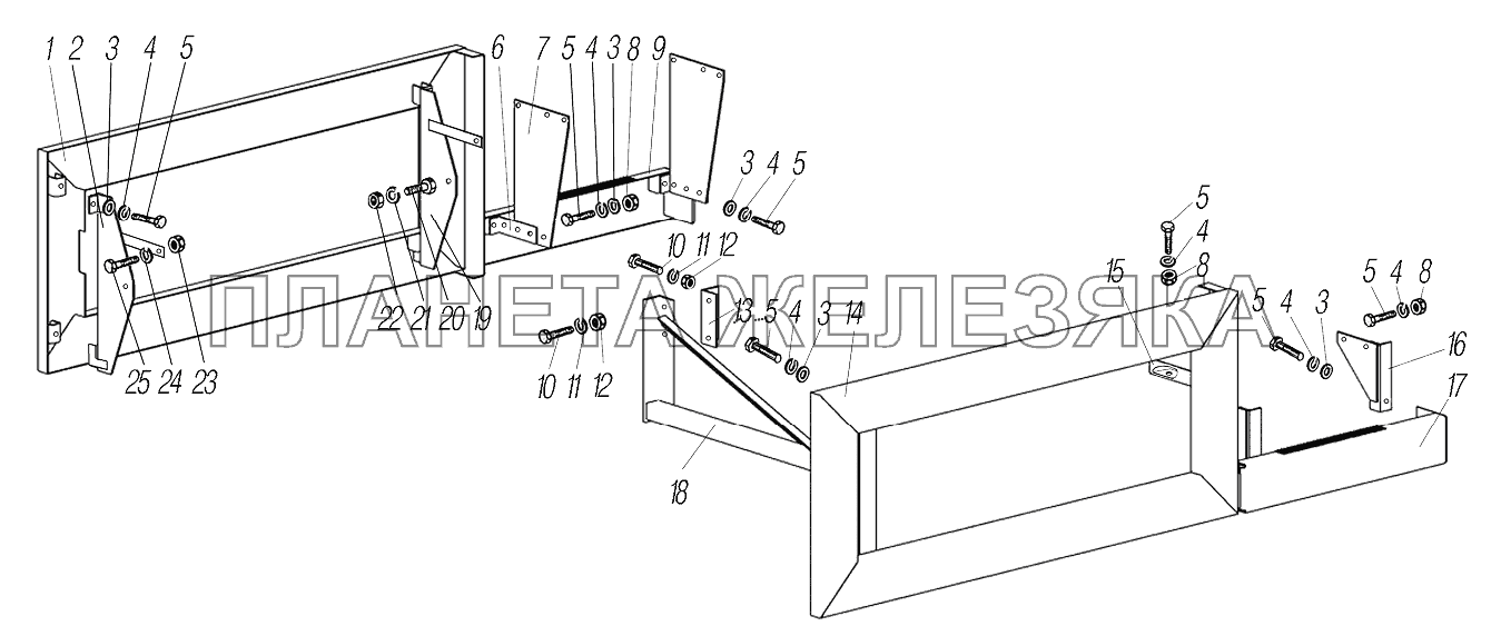 Установка боковых  защитных устройств УРАЛ-43204-1153-70