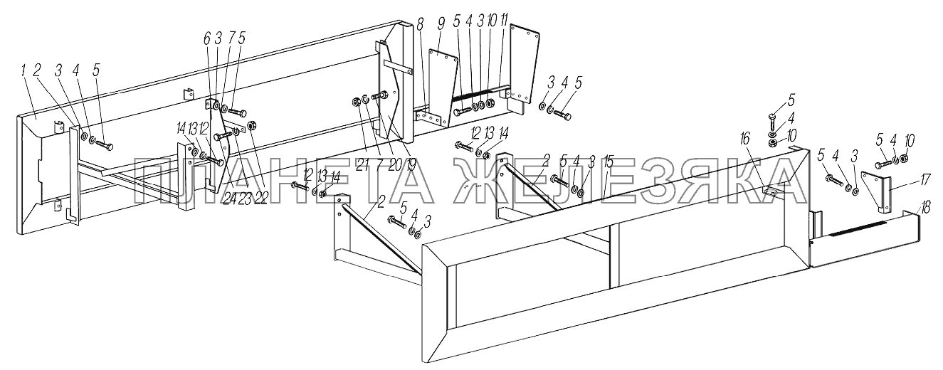 Установка боковых  защитных устройств УРАЛ-43204-1153-70